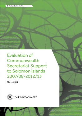 Evaluation of Commonwealth Secretariat Support to Solomon Islands 2007/08-2012/13