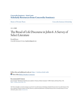 The Bread of Life Discourse in John 6