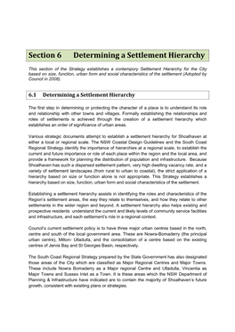 Section 6 Determining a Settlement Hierarchy
