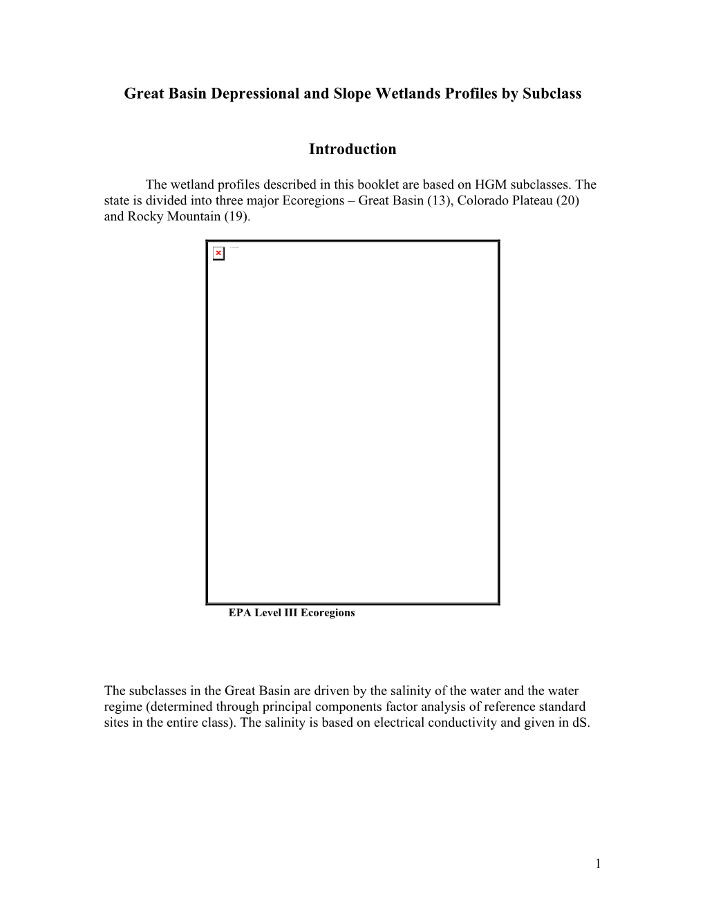 Great Basin Depressional and Slope Wetlands Profiles by Subclass