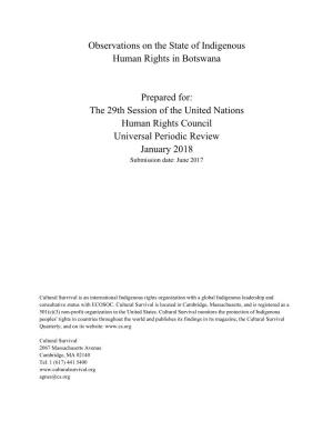 Observations on the State of Indigenous Human Rights in Botswana