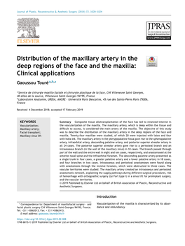 Distribution of the Maxillary Artery in the Deep Regions of the Face and the Maxilla
