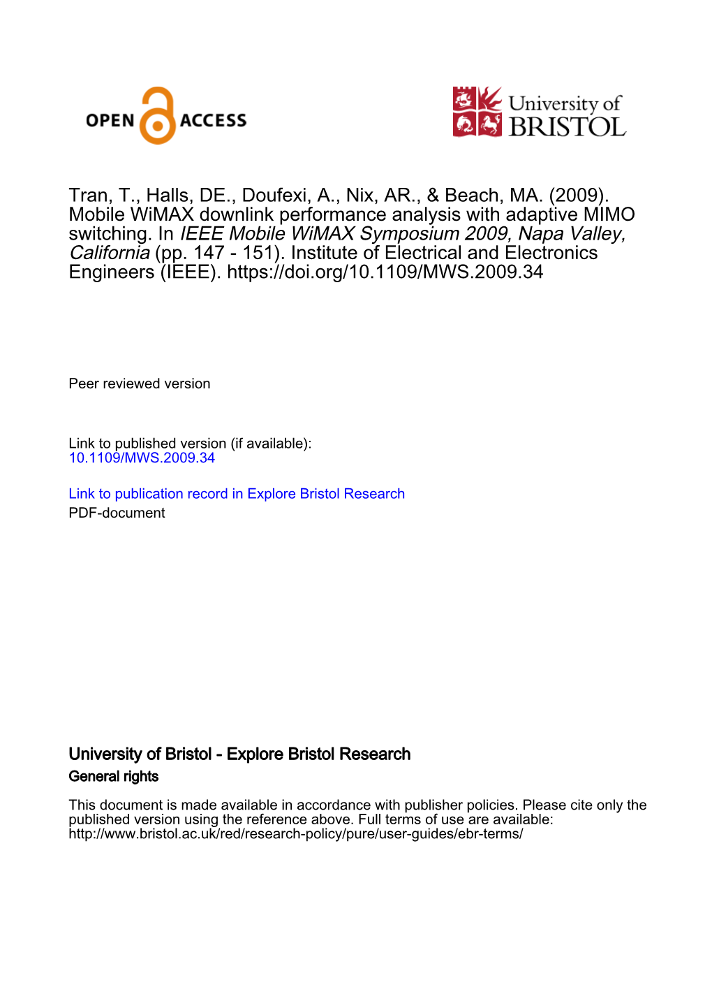 Mobile Wimax Downlink Performance Analysis with Adaptive MIMO Switching