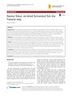 Ræstur Fiskur: Air-Dried Fermented Fish the Faroese Way Ingvar Svanberg