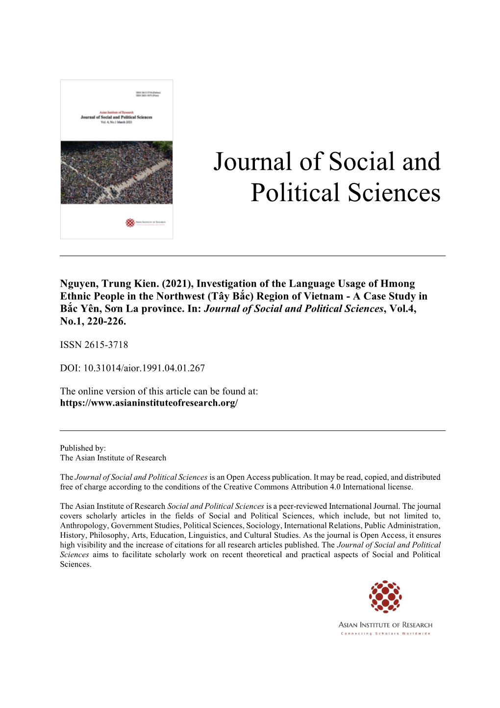 Journal of Social and Political Sciences