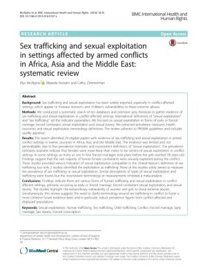 Sex Trafficking and Sexual Exploitation in Settings Affected by Armed