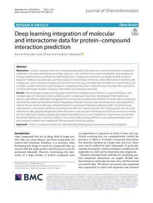 Deep Learning Integration of Molecular and Interactome Data for Protein–Compound Interaction Prediction Narumi Watanabe, Yuuto Ohnuki and Yasubumi Sakakibara*