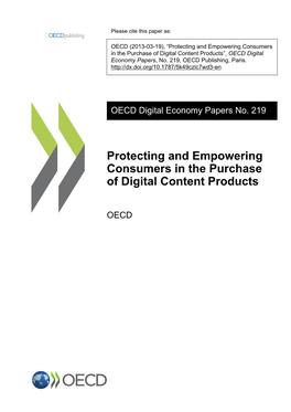 Protecting and Empowering Consumers in the Purchase of Digital Content Products”, OECD Digital Economy Papers, No