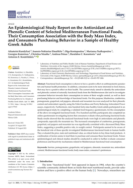 An Epidemiological Study Report on the Antioxidant and Phenolic
