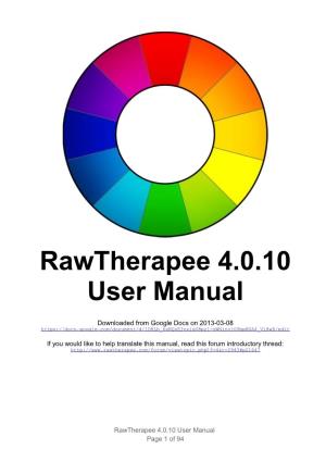 Rawtherapee 4 User Manual