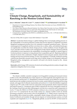 Climate Change, Rangelands, and Sustainability of Ranching in the Western United States