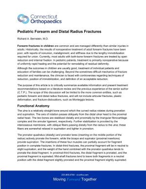 Pediatric Forearm and Distal Radius Fractures