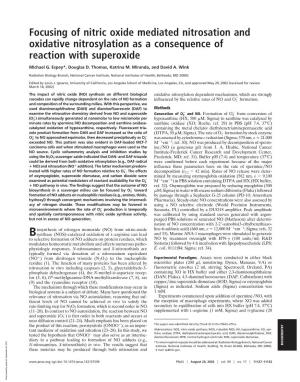 Focusing of Nitric Oxide Mediated Nitrosation and Oxidative Nitrosylation As a Consequence of Reaction with Superoxide