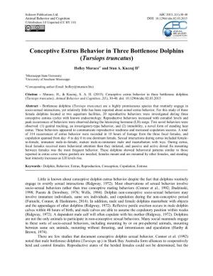 Conceptive Estrus Behavior in Three Bottlenose Dolphins (Tursiops Truncatus)