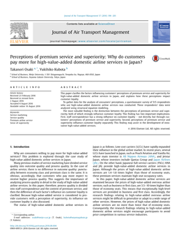Perceptions of Premium Service and Superiority: Why Do Customers Pay More for High-Value-Added Domestic Airline Services in Japan?