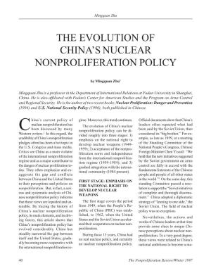 The Evolution of China's Nuclear Nonproliferation Policy