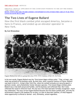 The Two Lives of Eugene Bullard (PBS Article)