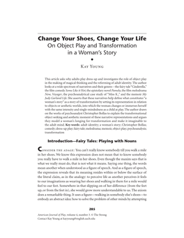 Change Your Shoes, Change Your Life on Object Play and Transformation in a 7OMANS 3TORY S Kay Young