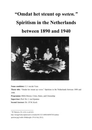 Spiritism in the Netherlands Between 1890 and 1940