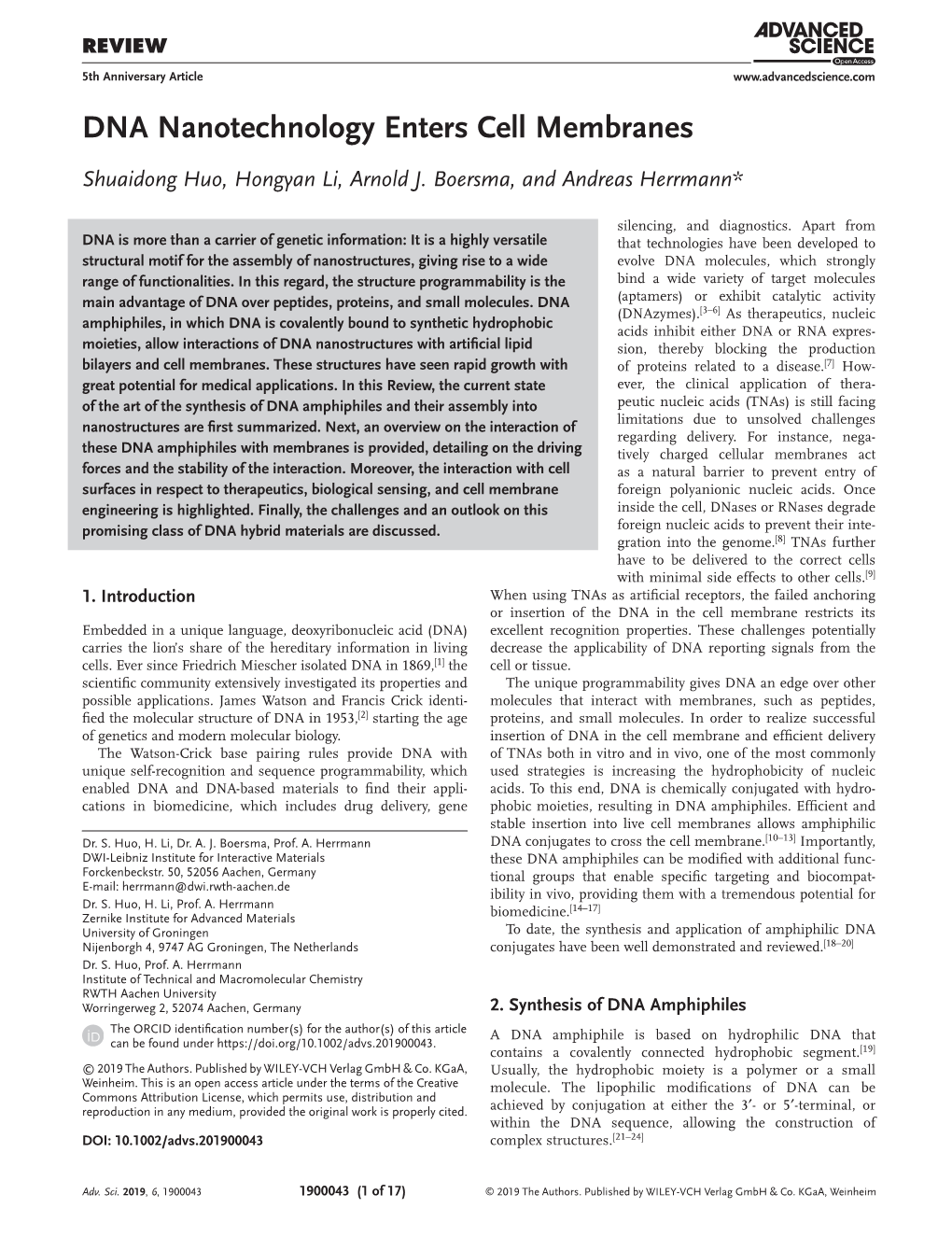 DNA Nanotechnology Enters Cell Membranes