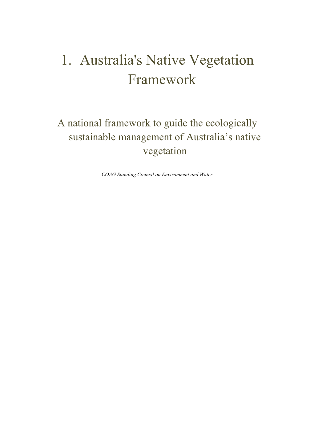 Australia's Native Vegetation Framework