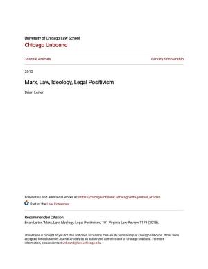 Marx, Law, Ideology, Legal Positivism