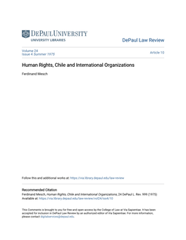 Human Rights, Chile and International Organizations