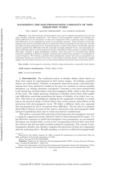 MAXIMIZING the ELECTROMAGNETIC CHIRALITY of THIN DIELECTRIC TUBES \Ast