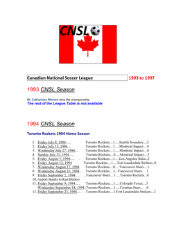 1993 CNSL Season 1994 CNSL Season