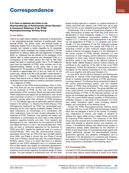 It Is Time to Address the Crisis in the Pharmacotherapy of Posttraumatic