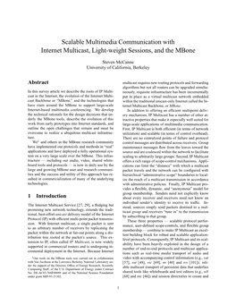 Scalable Multimedia Communication with Internet Multicast, Light-Weight Sessions, and the Mbone