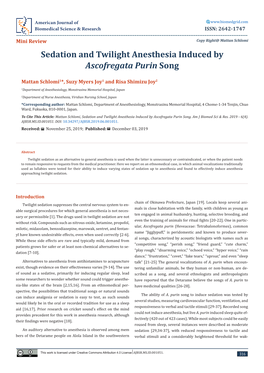 Sedation and Twilight Anesthesia Induced by Ascofregata Purin Song