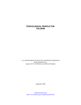 Toxicological Profile for Toluene