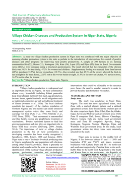 Village Chicken Diseases and Production System in Niger State, Nigeria