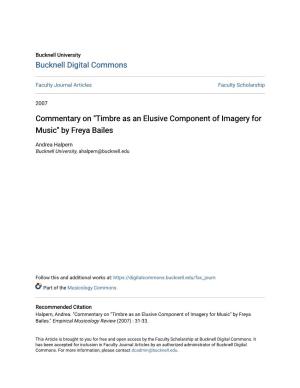 "Timbre As an Elusive Component of Imagery for Music" by Freya Bailes