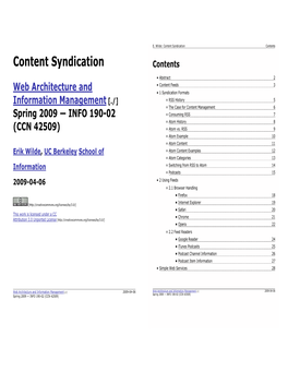 Content Syndication Contents