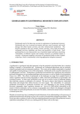 Geohazards in Geothermal Resource Exploitation