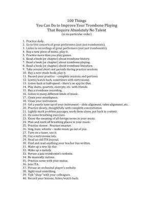 100 Things You Can Do to Improve Your Trombone Playing That Require Absolutely No Talent (In No Particular Order)