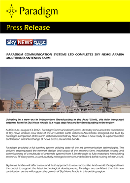 Paradigm Communication Systems Ltd Completes Sky News Arabia Multiband Antenna Farm