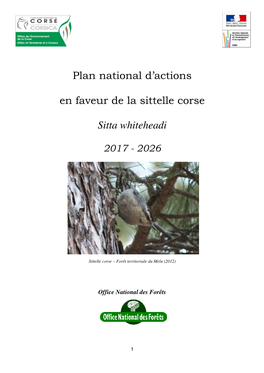 Plan National D'actions En Faveur De La Sittelle Corse Sitta Whiteheadi