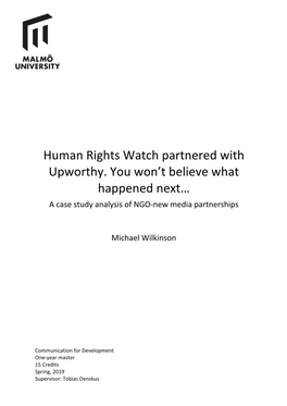 Human Rights Watch Partnered with Upworthy. You Won't Believe What