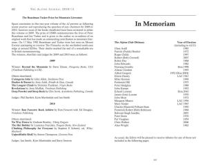 In Memoriam 2010, However Most of the Books Shortlisted Have Been Reviewed in Either This Volume Or 2009