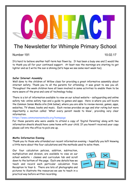 The Newsletter for Whimple Primary School