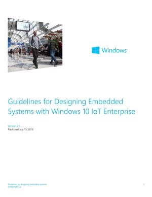 Guidelines for Designing Embedded Systems with Windows 10 Iot Enterprise