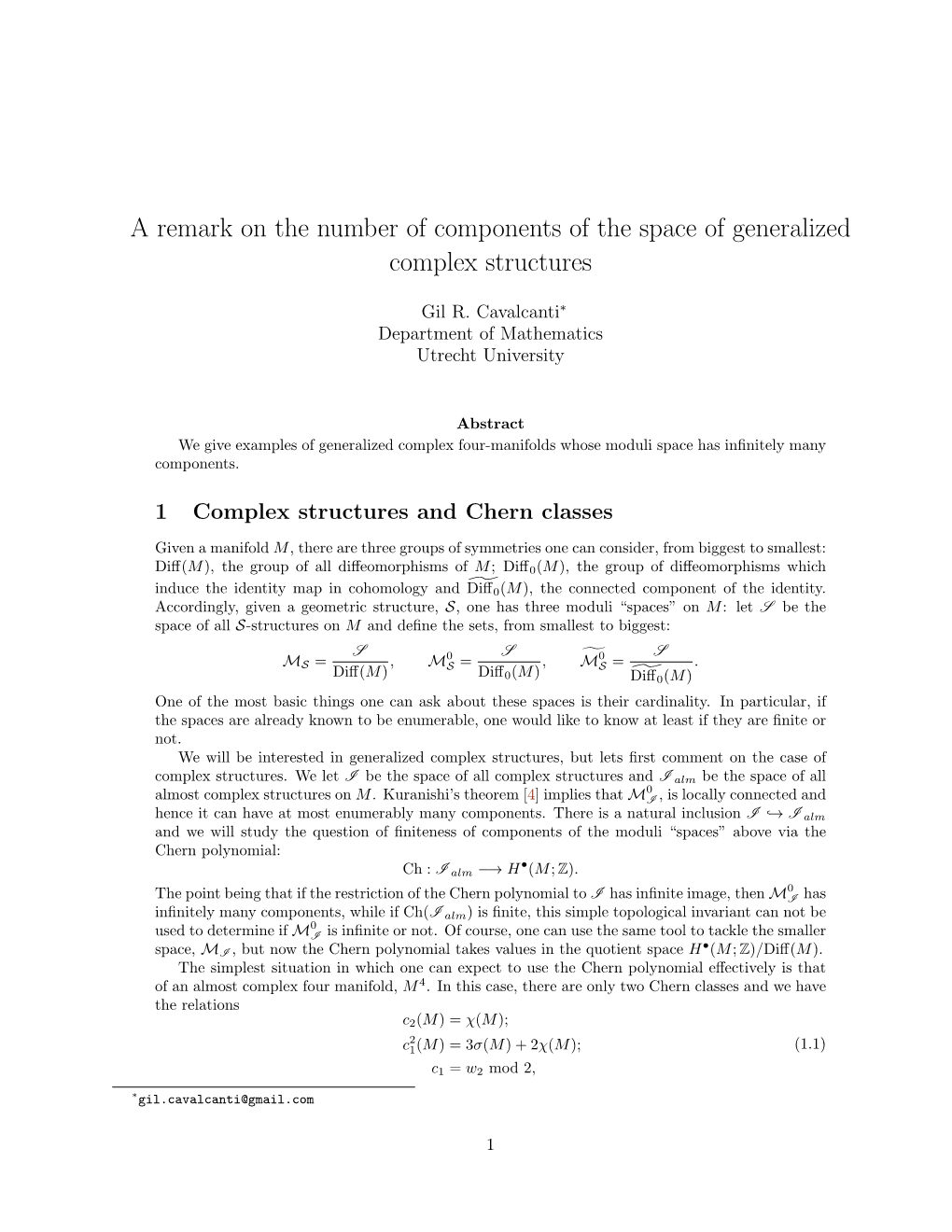 A Remark on the Number of Components of the Space of Generalized Complex Structures