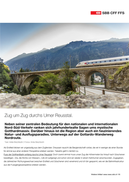 Zug Um Zug Durchs Urner Reusstal. | SBB News