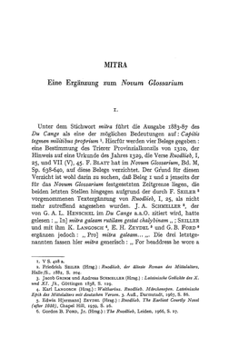 MITRA Eine Ergänzung Zum Novum Glossarium