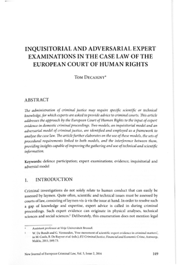 Inquisitorial and Adversarial Expert Examinations in the Case Law of the European Court of Human Rights