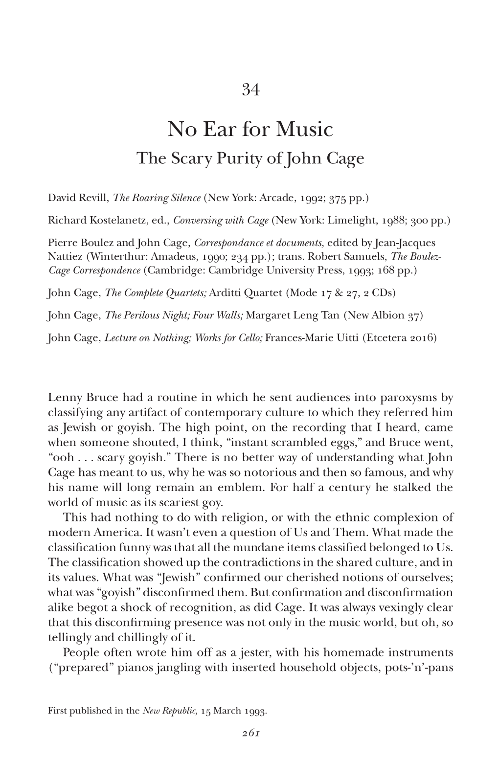 No Ear for Music the Scary Purity of John Cage