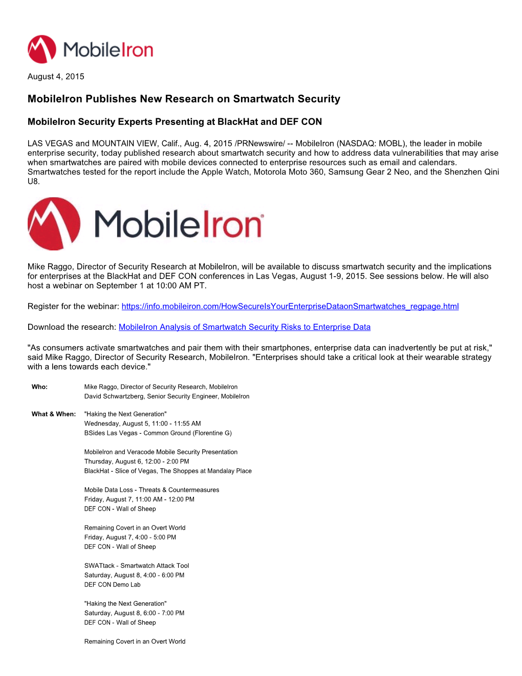 Mobileiron Publishes New Research on Smartwatch Security